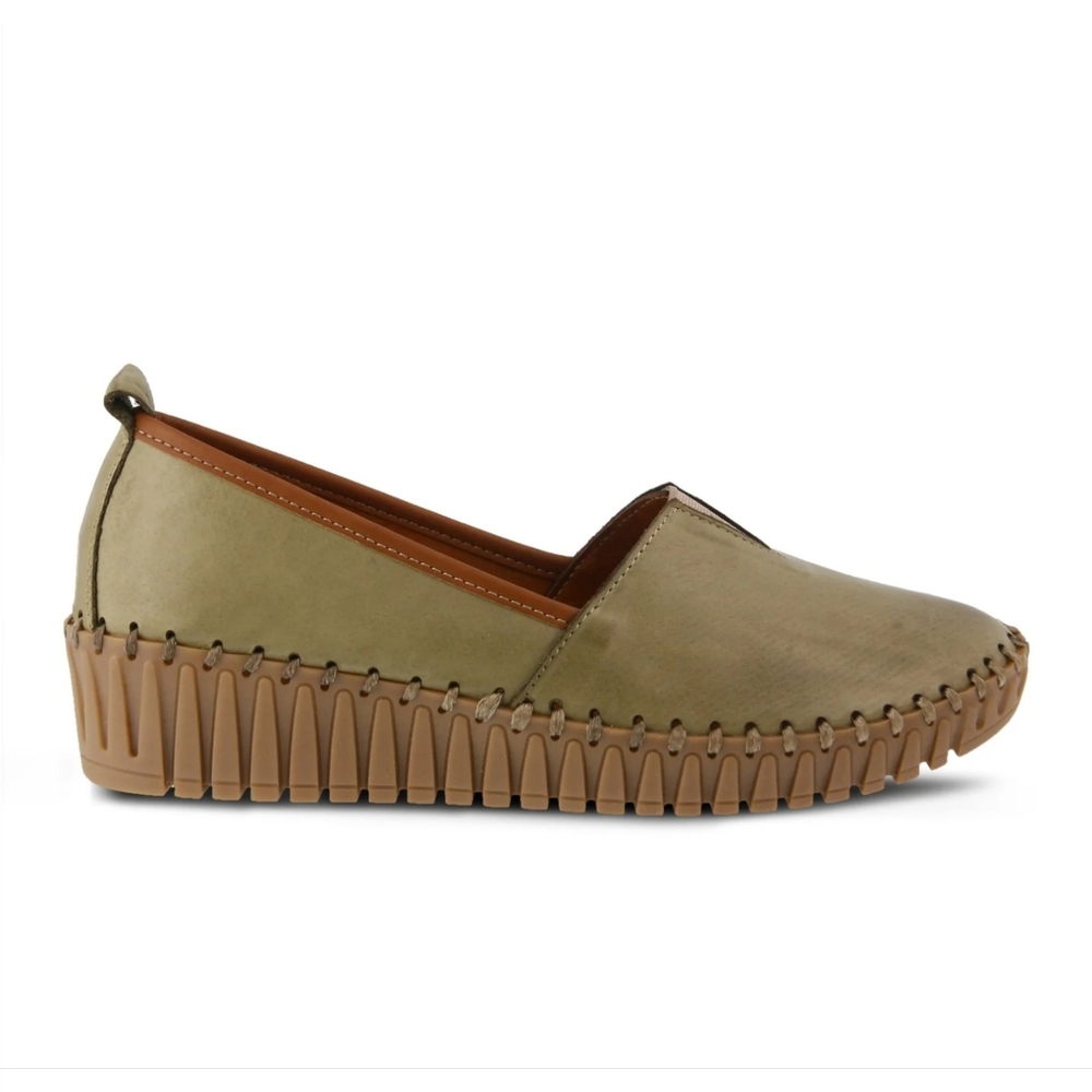 Spring Step Tispea NWT Women's Comfort Leather Wedges Olive Green Loafers Sz 39 - Picture 5 of 16